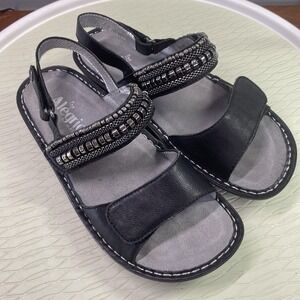 Alegria Women Black&Silver Sandal Verona Coal Size 7M Slingback Shoe‎